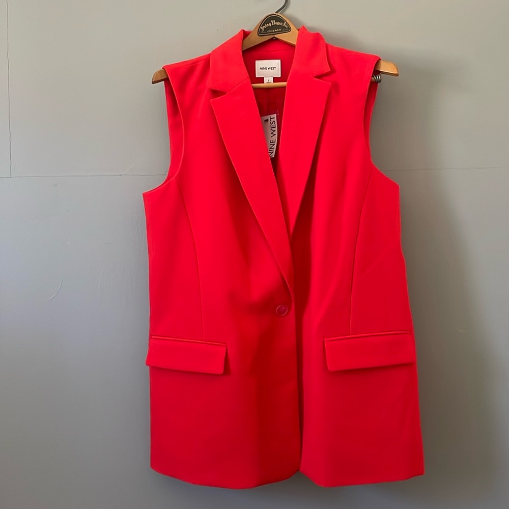 NWT orange Nine West vest blazer